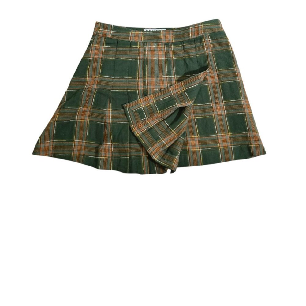 Komodo Medium Skirt Plaid Lined Organic Cotton Olive Green NWT